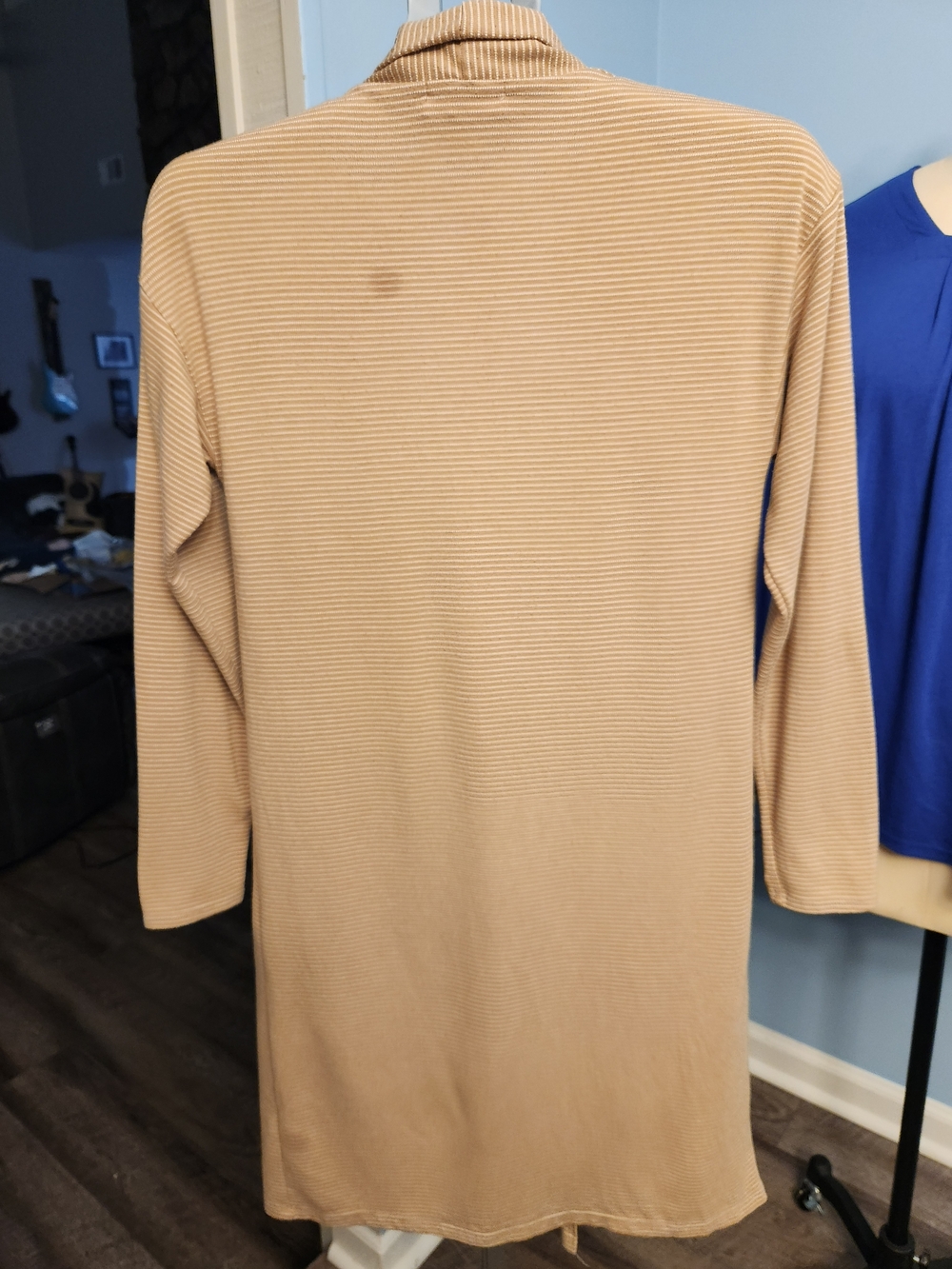 Lemon Tan Ribbed Long Open-Front Cardigan - Picture 6 of 7